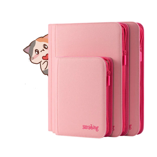 Pink Plaid 9 or 12 Pocket PU Binder