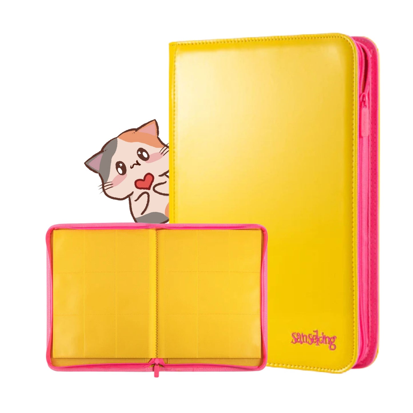 Coral Binder Series PU Leather Zipper 9-Pocket Coral Yellow - Sanseking