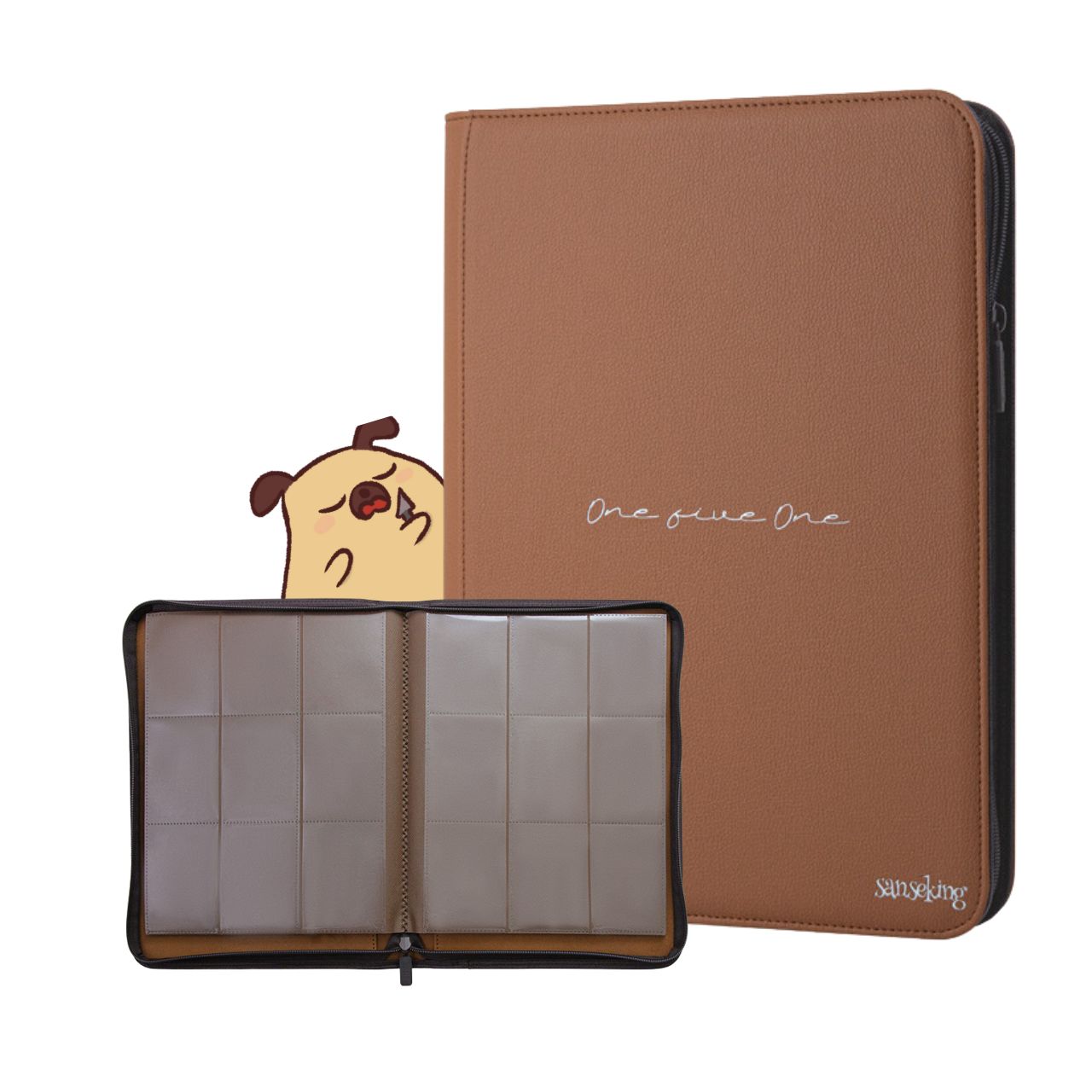 9-Pocket PU Card Binder - 151 Matte Tan/Brown