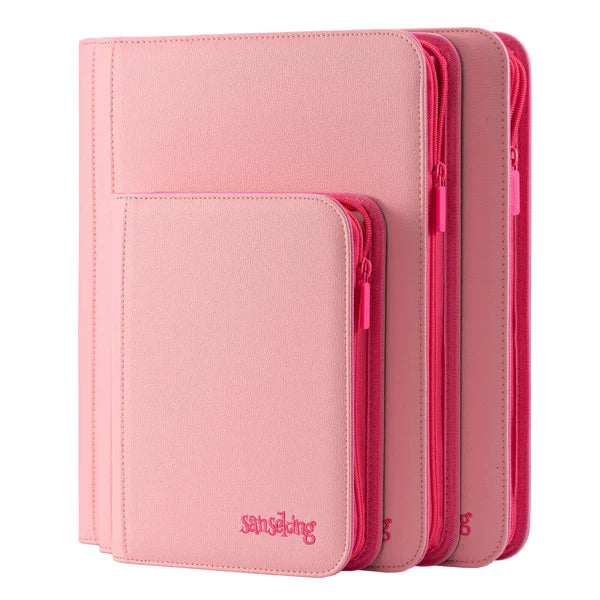 Pink Plaid 9 or 12 Pocket PU Binder