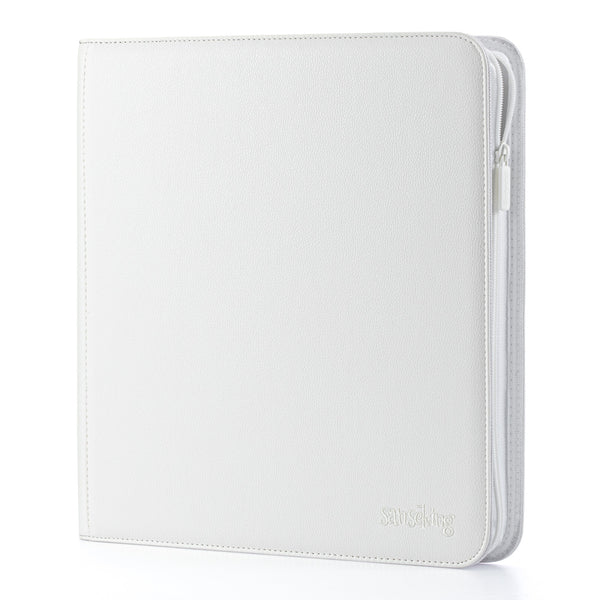 White Plaid 9 or 12-Pocket PU Binder